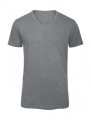 Heren T-shirt V Hals B&C Triblend TM057 Heather Light Grey